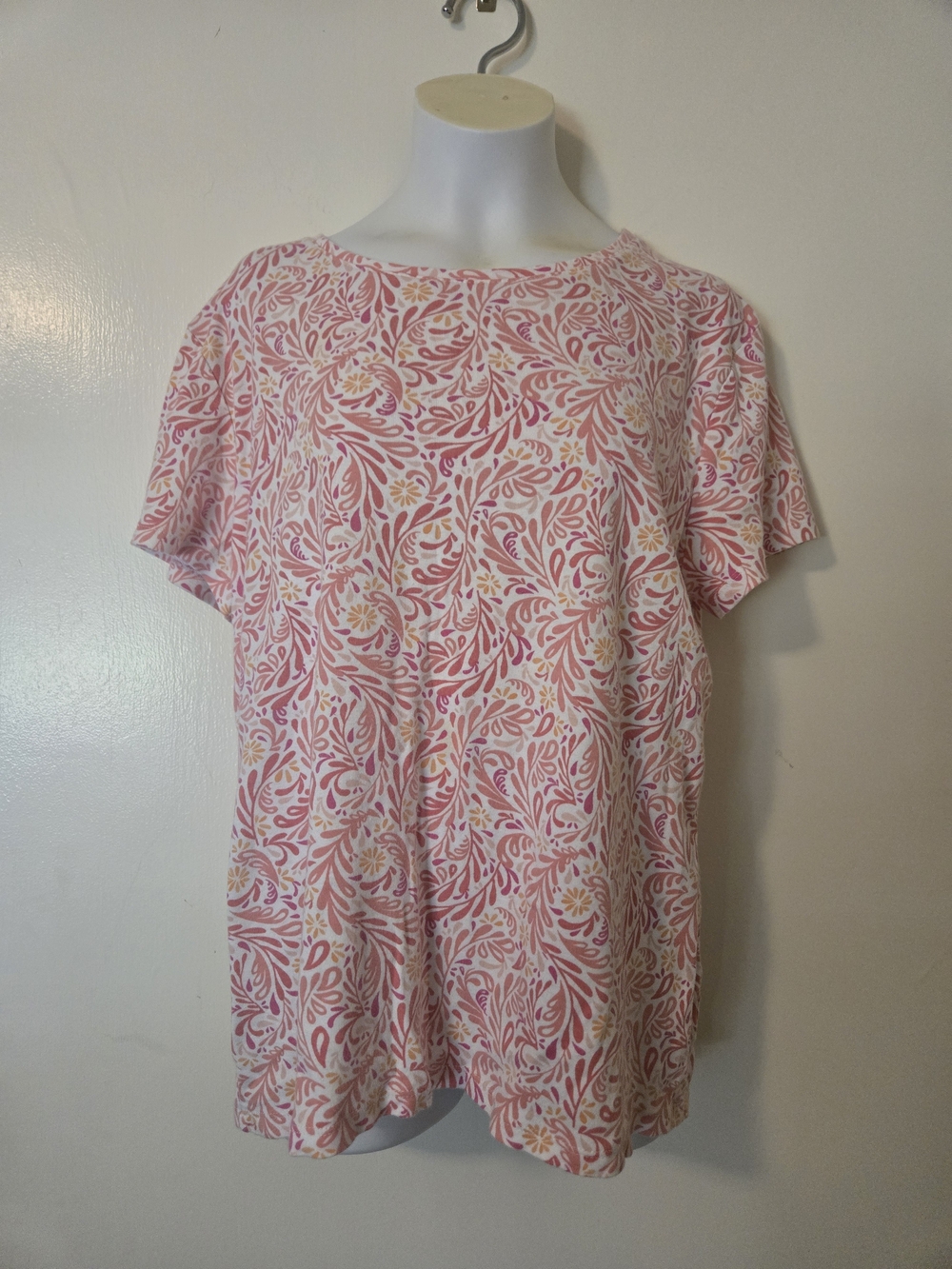 croft & barrow Pink and Cream Floral Short Sleeve Tee